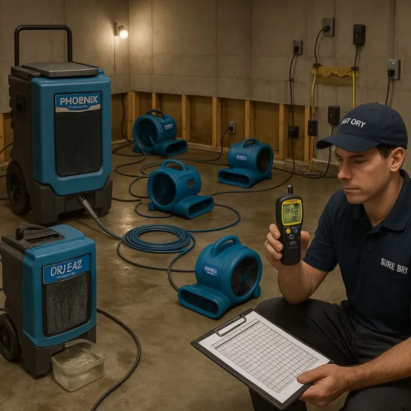 Structural Drying and Dehumidification process in Dartmouth, MA